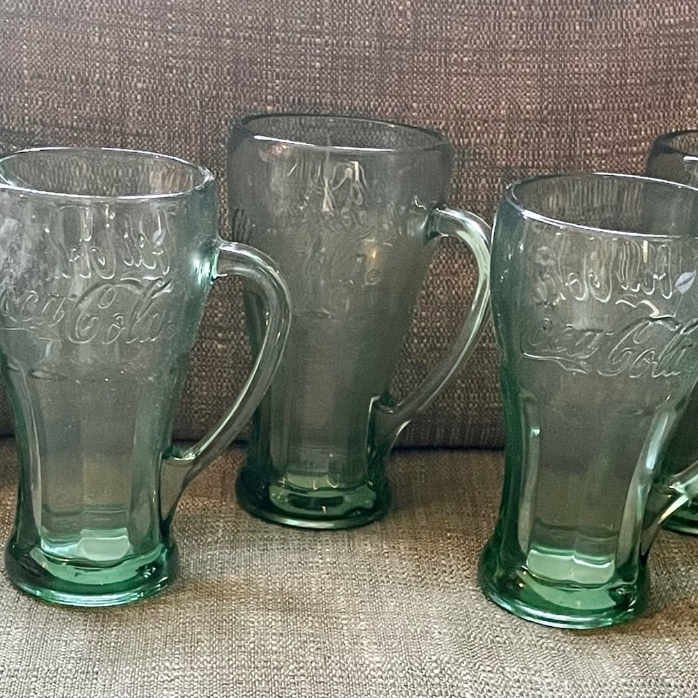 Coca Cola Libby Green Vintage Mugs Set of 5